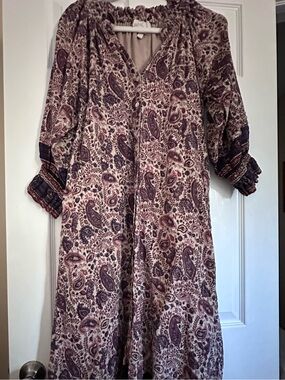 Cleobella Paisley Midi Dress in Plum and Cream